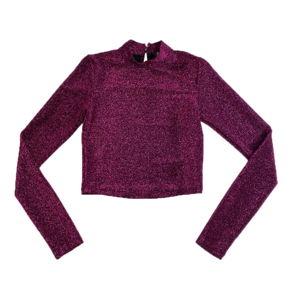 Deep Pink Glittery Metallic L/S Top